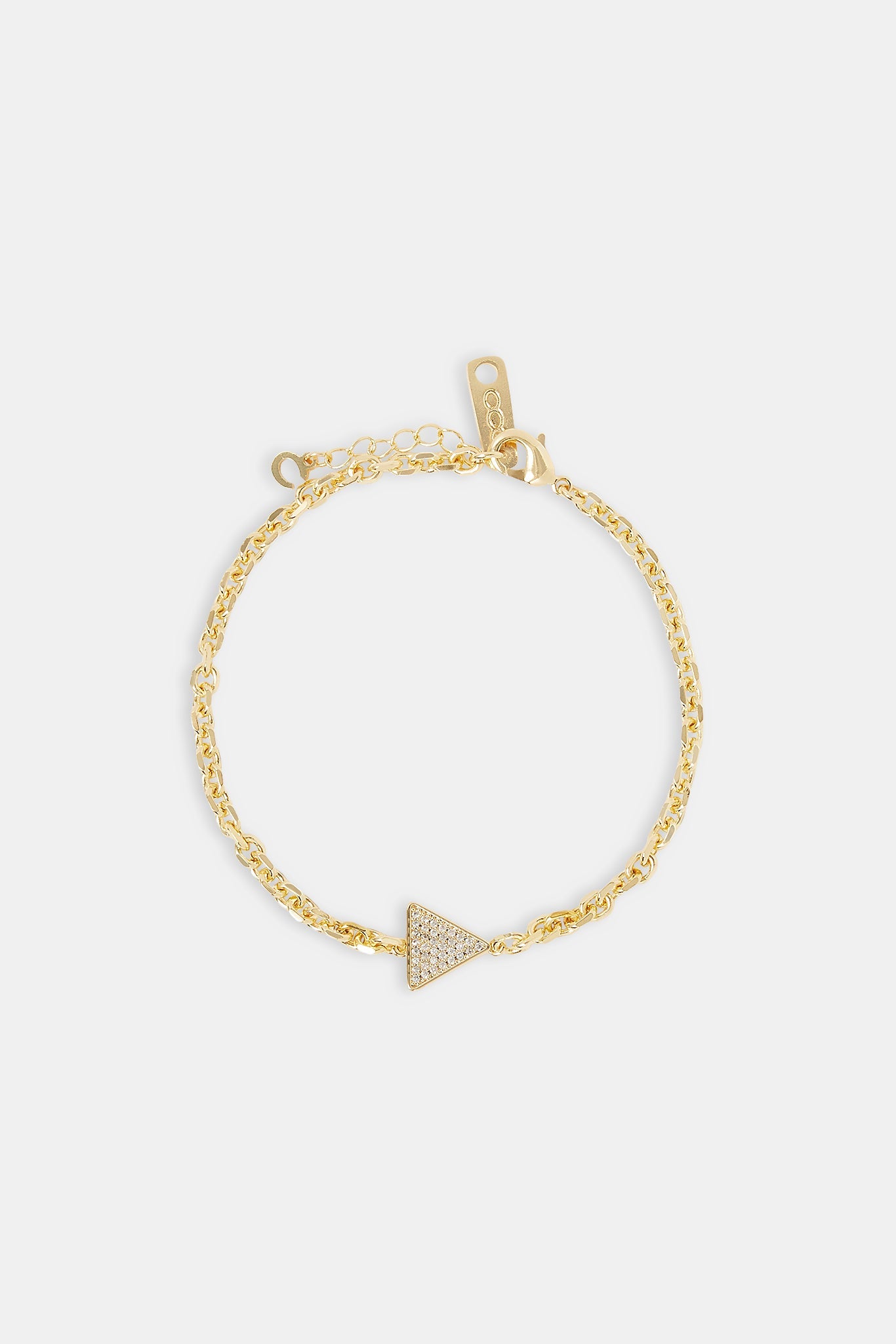 Iced Pave Triangular Rolo Bracelet - 10mm - Gold
